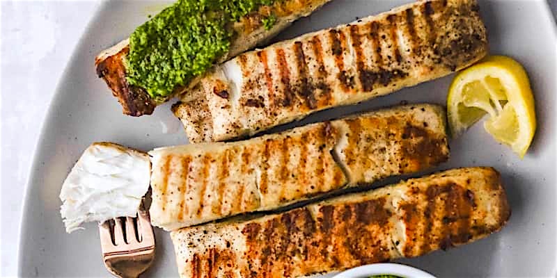 Grilled Halibut with Lemon Basil Pesto Is a Summer Weeknight Win